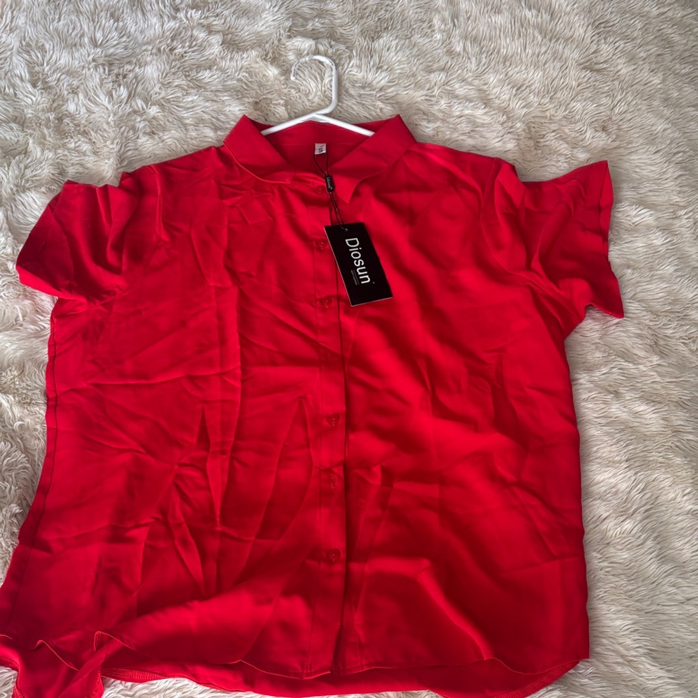 Red Dress Shirt by Diosun